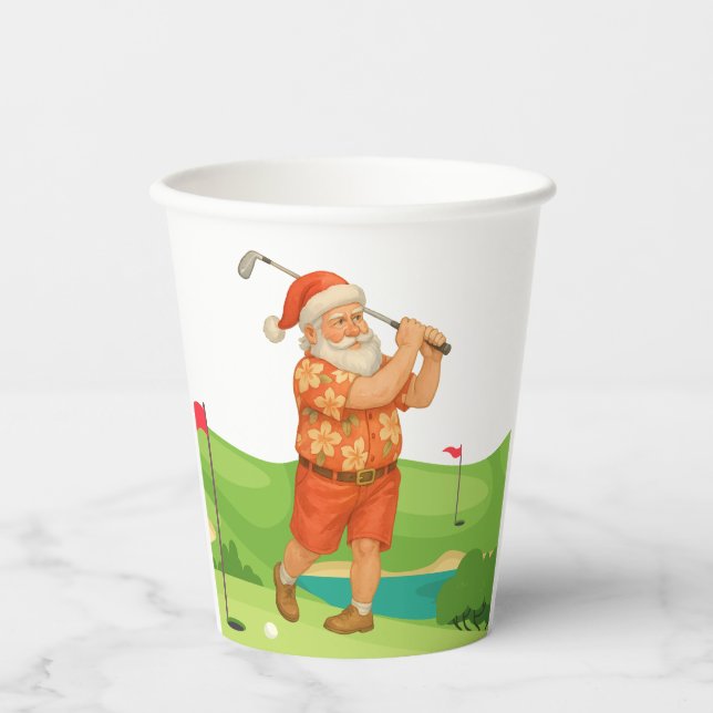 Gobelets En Papier Le Père Noël est Noël de golf en juillet (Recto)