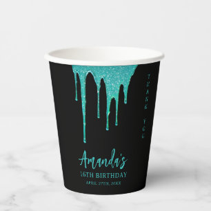 Gobelets En Papier Lecteurs de Parties scintillant Turquoise moderne