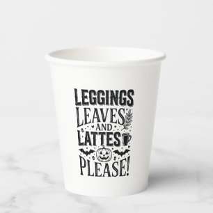 Gobelets En Papier Leggings Feuilles Lattés Halloween Automne Café Cr