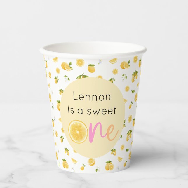 Gobelets En Papier Lemon Sweet One Anniversaire (Recto)
