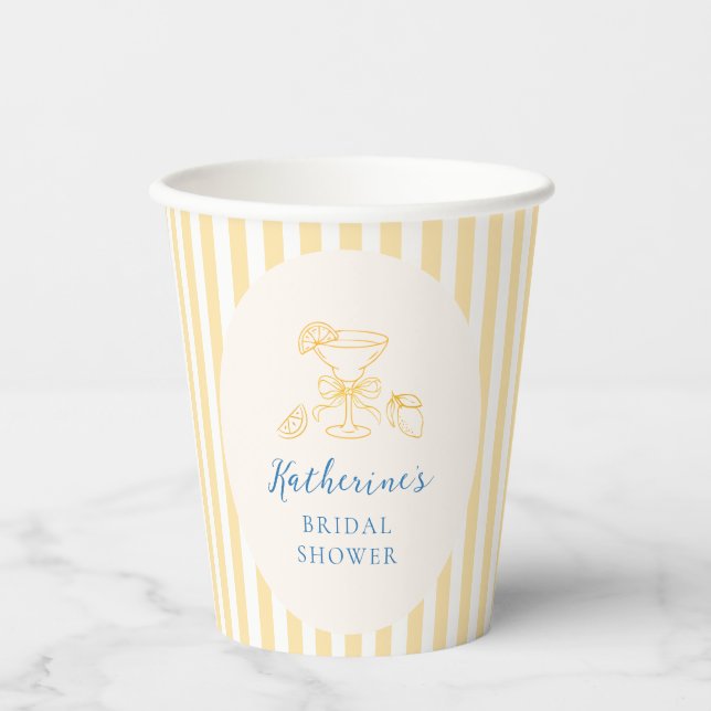 Gobelets En Papier Lemon Yellow Stripes (Recto)