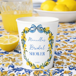 Gobelets En Papier Lémons bleu ruban nuptiale douche monogrammée