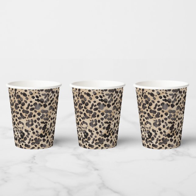 Gobelets En Papier Leopard Imprimé Animalier Mariage Moderne Shower  (Multi)