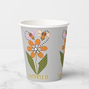 Gobelets En Papier les abeilles aiment l'été et moi aussi