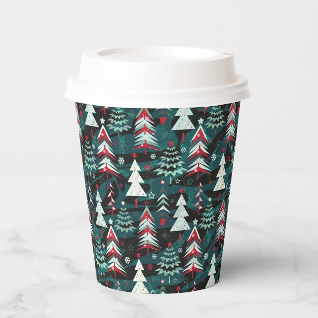 Gobelets En Papier Les arbres de Noël. (Recto)