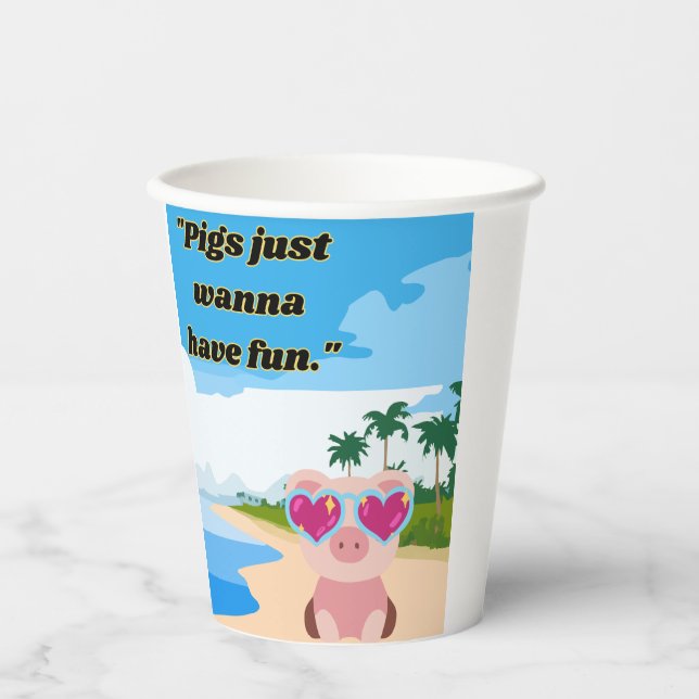 Gobelets En Papier les cochons veulent s'amuser (Recto)