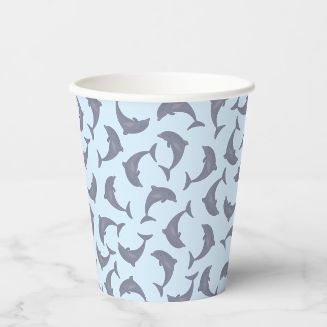 Gobelets En Papier Les dauphins dans le Motif marin (Recto)