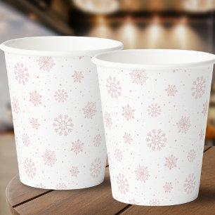 Gobelets En Papier Les flocons de neige roses Il fait froid dehors Ba