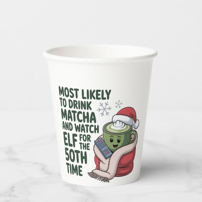 Gobelets En Papier Les plus susceptibles de boire Matcha et regarder  (Recto)