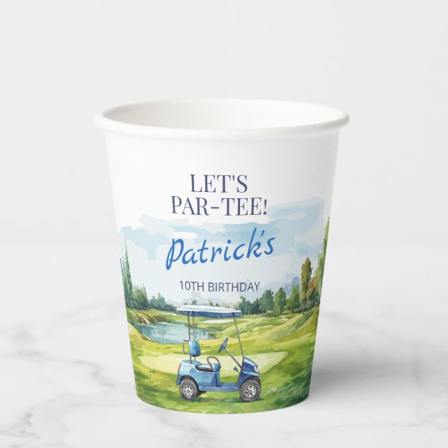Gobelets En Papier Let's Par-Tee Golf Any Age Birthday (Recto)