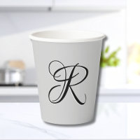LETTRE INITIALE Calligraphie 3D Noire | Pastel Gre