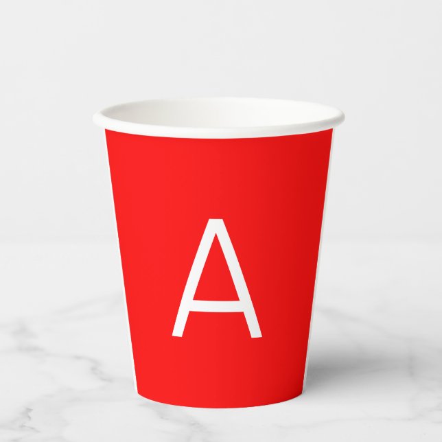 Gobelets En Papier Lettre initiale du monogramme rouge professionnel (Recto)