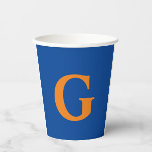 Gobelets En Papier Lettre Initiale Monogramme Moderne Design Bleu Ora