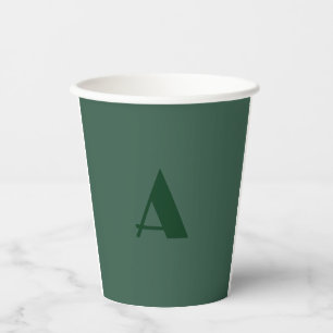 Gobelets En Papier LETTRE INITIALE MONOGRAPHIQUE Personnalisée Vert c
