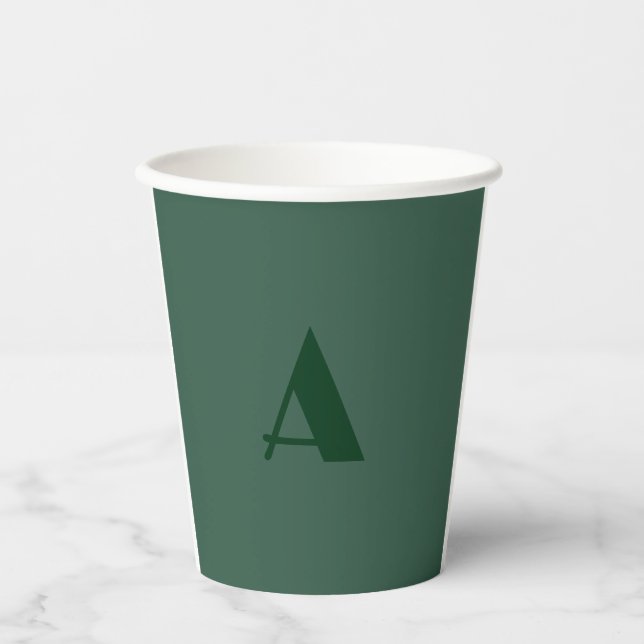 Gobelets En Papier LETTRE INITIALE MONOGRAPHIQUE Personnalisée Vert c (Recto)