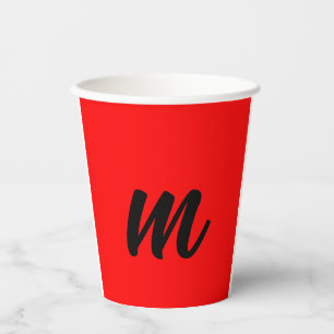 GOBELETS EN PAPIER LETTRE INITIALE NOIRE ROUGE LETTRE NOIRE PLACE