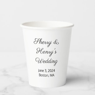 Gobelets En Papier Lettres douces Mariage blanc