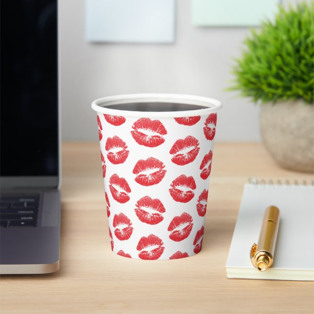 Gobelets En Papier Lèvres Rouges, Motif De Lèvres, Rouge Lèvres, Bais (Insitu)