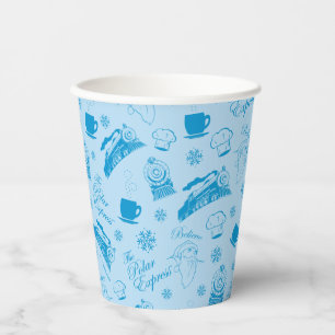 Gobelets En Papier L'Express polaire   Motif d'icône de vacances bleu