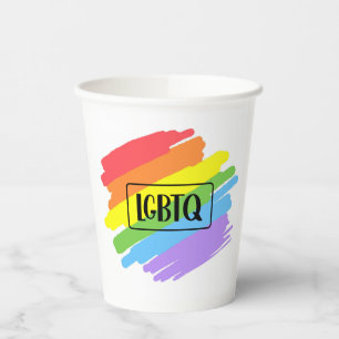 Gobelets En Papier LGBTQ Brushstrokies arc-en-ciel
