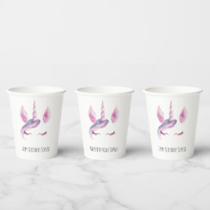 Gobelets En Papier Licorne Rose Violet Anniversaire