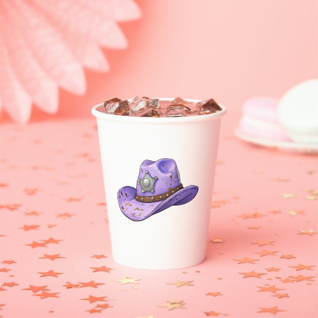 Gobelets En Papier Light Purple Cowgirl Hat (Insitu)