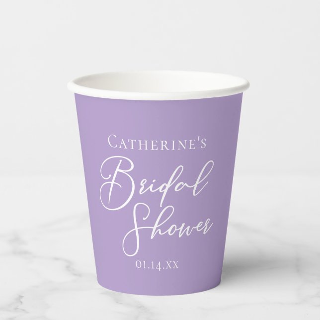 Gobelets En Papier Lilac Purple Bridal Shower Party Personalized (Recto)