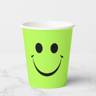 Gobelets En Papier Lime Green Joyeux visage Anniversaire
