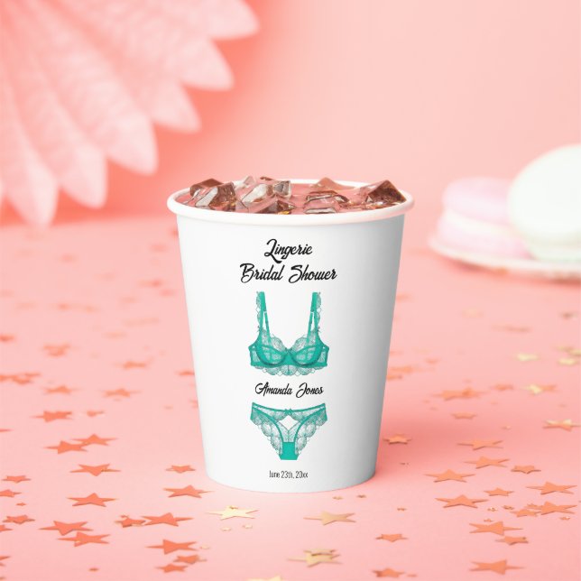 Gobelets En Papier Lingerie Turquoise Réception de Mariage (Insitu)