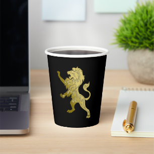 Gobelets En Papier Lion royal d'or noir