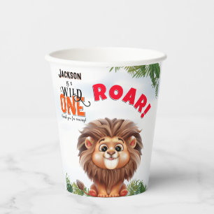 Gobelets En Papier Lion Safari Wild One Anniversaire de enfant