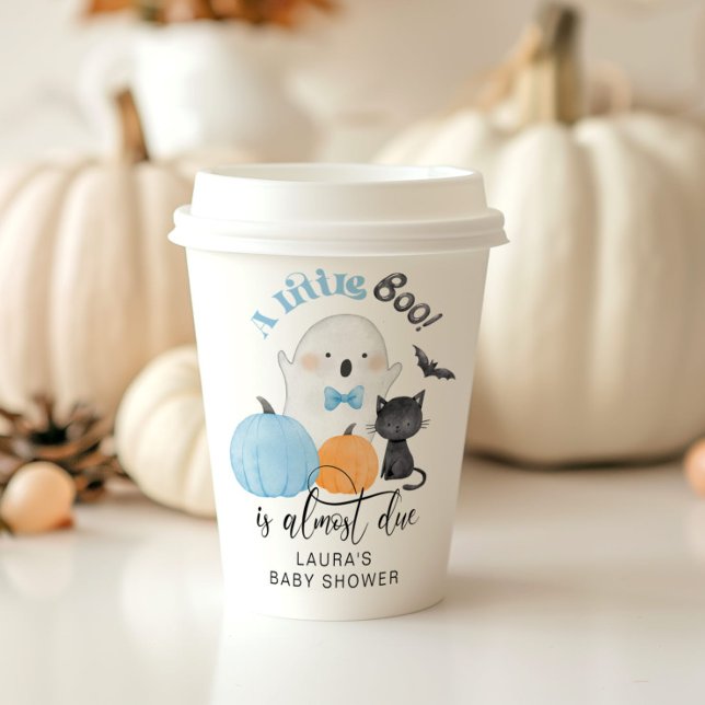 Gobelets En Papier Little Boo est presque dû baby shower bleu (Créateur téléchargé)