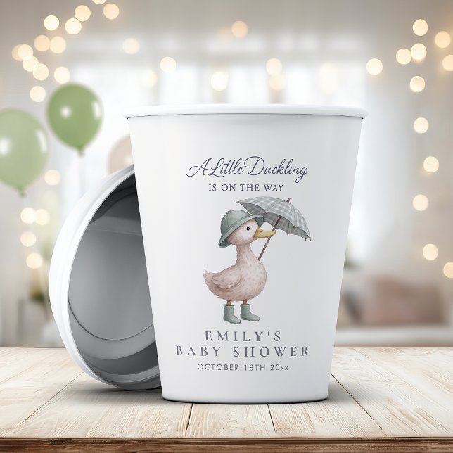 Gobelets En Papier Little Duckling Green Gender Neutral Baby Shower (Créateur téléchargé)