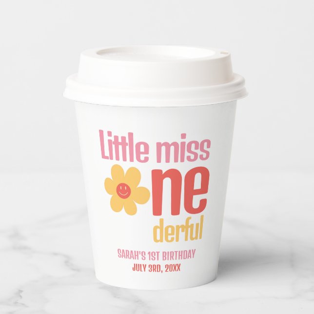 Gobelets En Papier Little Miss Onederful Retro Super Premier annivers (Recto)