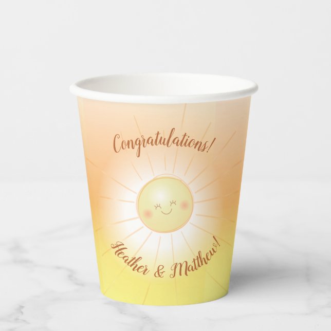 Gobelets En Papier Little Ray of Sunshine Baby shower (Recto)