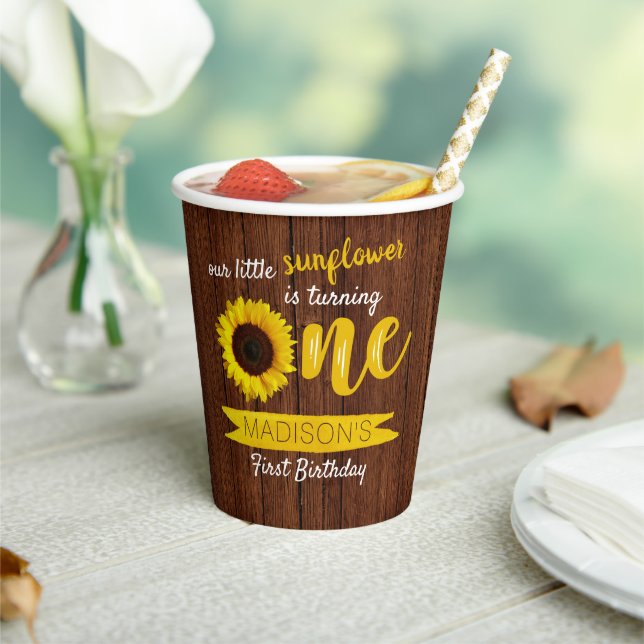 Gobelets En Papier Little Sunflower 1er anniversaire (Insitu)