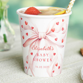 Gobelets En Papier Little Sweetheart Pink Bow Girl Baby Shower