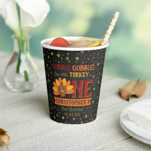 Gobelets En Papier Little Turkey Fall Thanksgiving 1er anniversaire