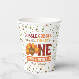 Gobelets En Papier Little Turkey Fall Thanksgiving 1er anniversaire