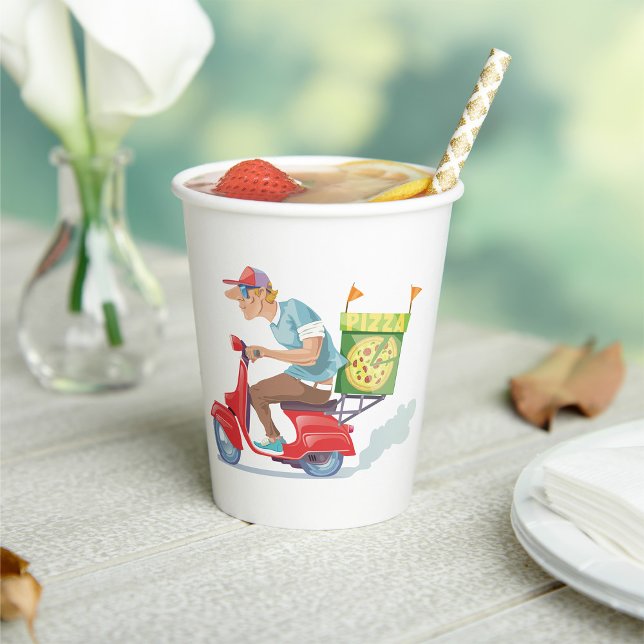 Gobelets En Papier Livraison de pizzas cyclées (Créateur téléchargé)