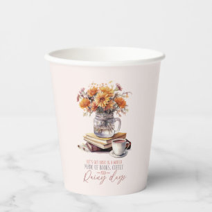 Gobelets En Papier Livres, café et jours pluvieux