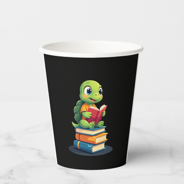 Gobelets En Papier Livres de lecture de tortues adorables (1) (Recto)