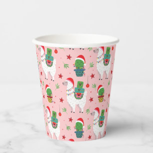 Gobelets En Papier Llamas et cactus Motif de Noël