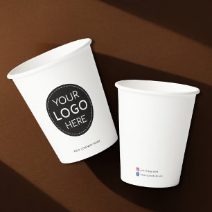 Gobelets En Papier Logo d'affaires blanc promotion entreprise 8oz