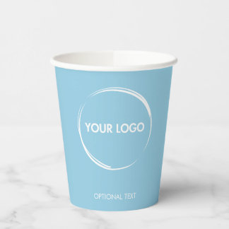 Gobelets En Papier Logo d'affaires personnalisé Modèle Pastel Blue