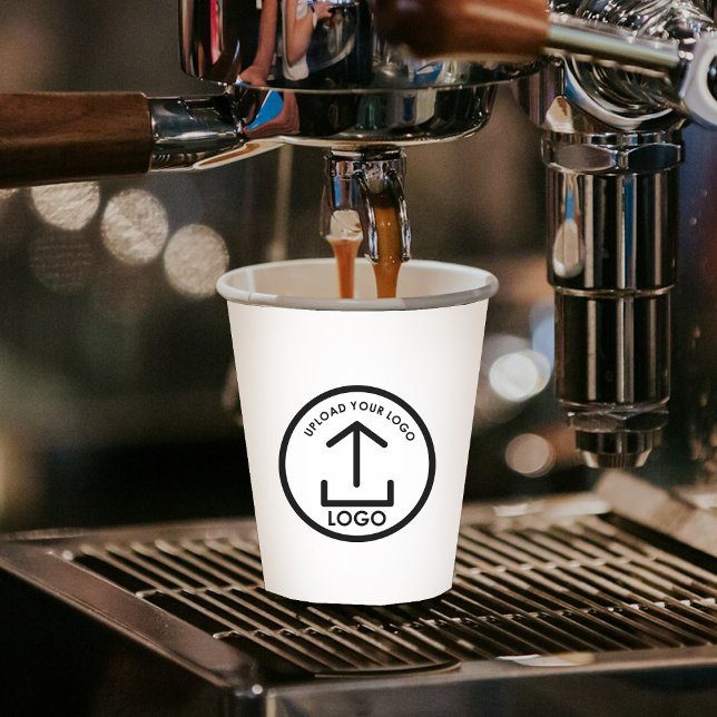 Gobelets En Papier Logo d'affaires professionnel simple et moderne bl (White Simple Modern Professional Business Logo Paper Cups)