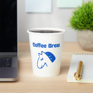Gobelets En Papier Logo de café bleu minimaliste