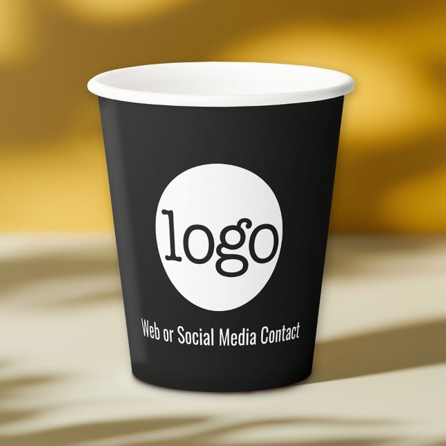 Gobelets En Papier Logo de l'entreprise avec informations de contact  (Custom Paper Cups for Business)