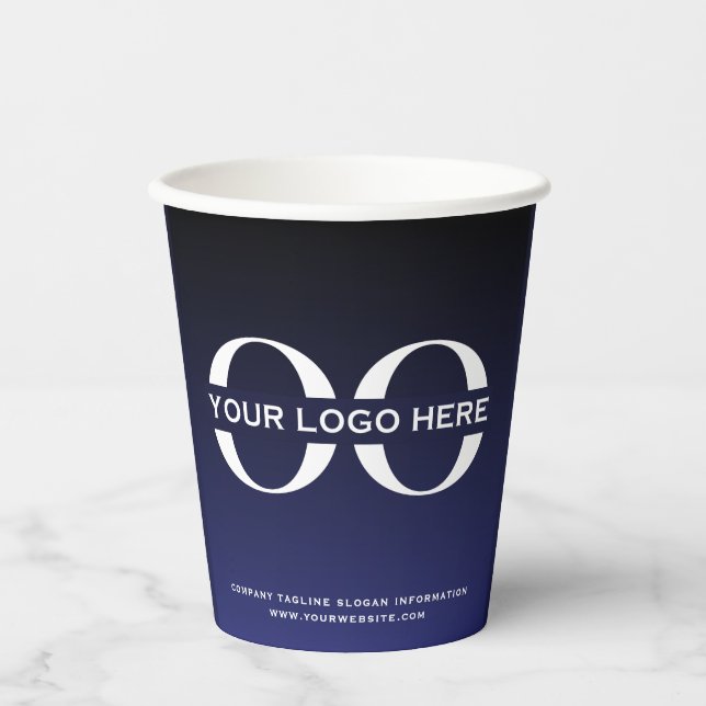 Gobelets En Papier Logo de l'entreprise Marine Blue Business (Recto)