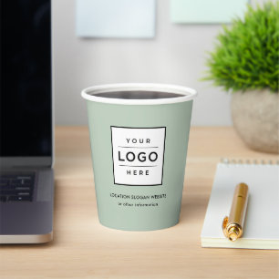 Gobelets En Papier Logo de société vert clair marqué
